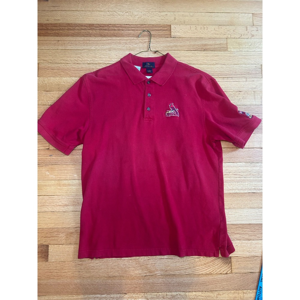 Antigua St Louis Cardinals Mens Red Polo Shirt Busch Stadium Final Season Large